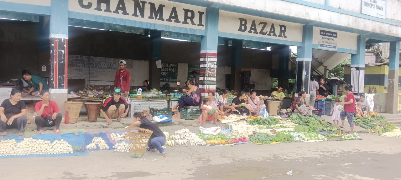 Chanmari Bazar market scene, Mizoram