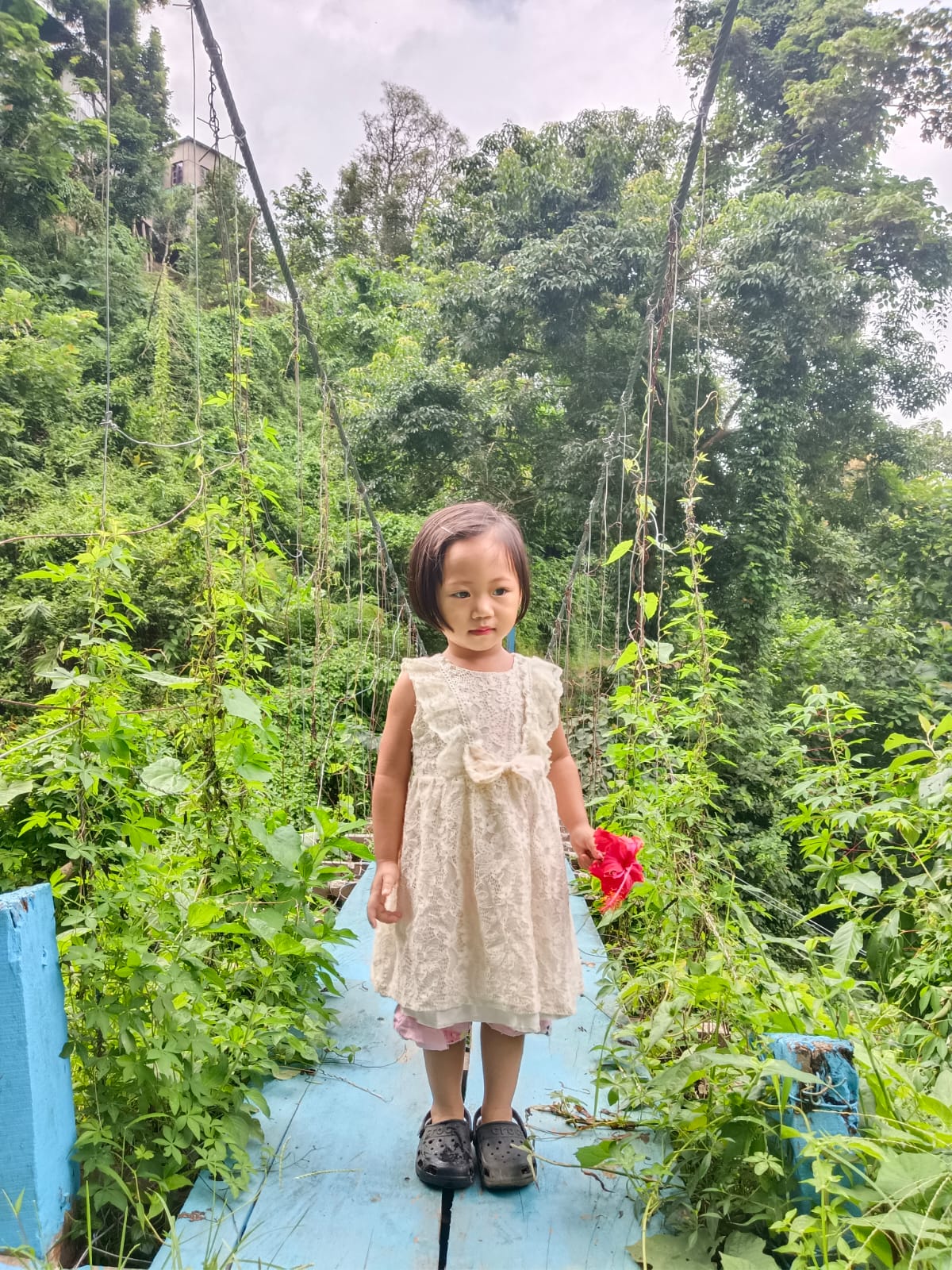 Young girl standing in a garden, Mizoram